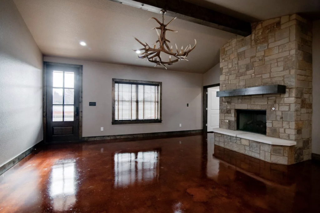 barndominium brick fireplace
